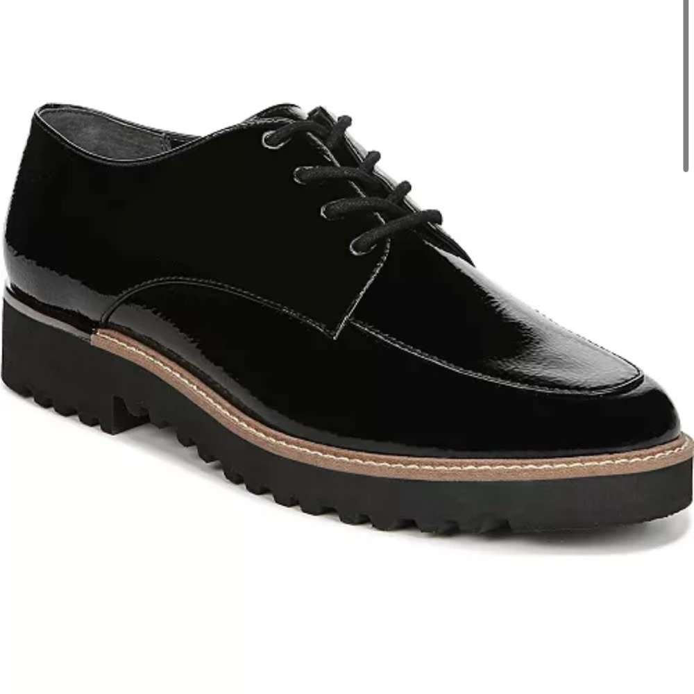 Franco Sarto Black Patten Leather Loafers, size 7